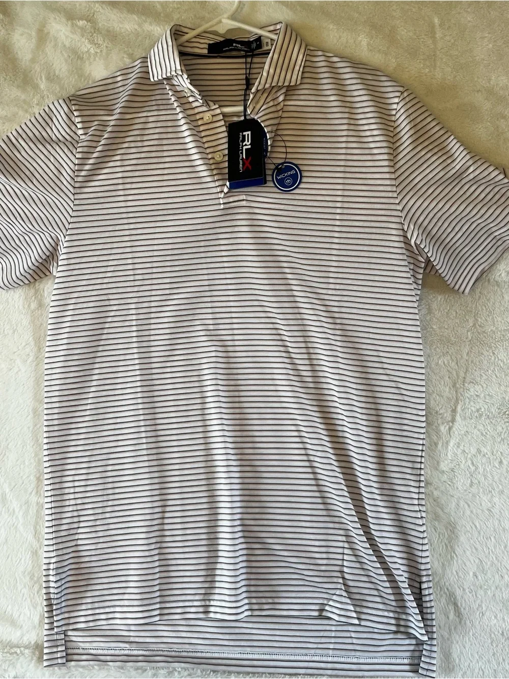Ralph Lauren RLX Men’s White Striped Polo Shirt